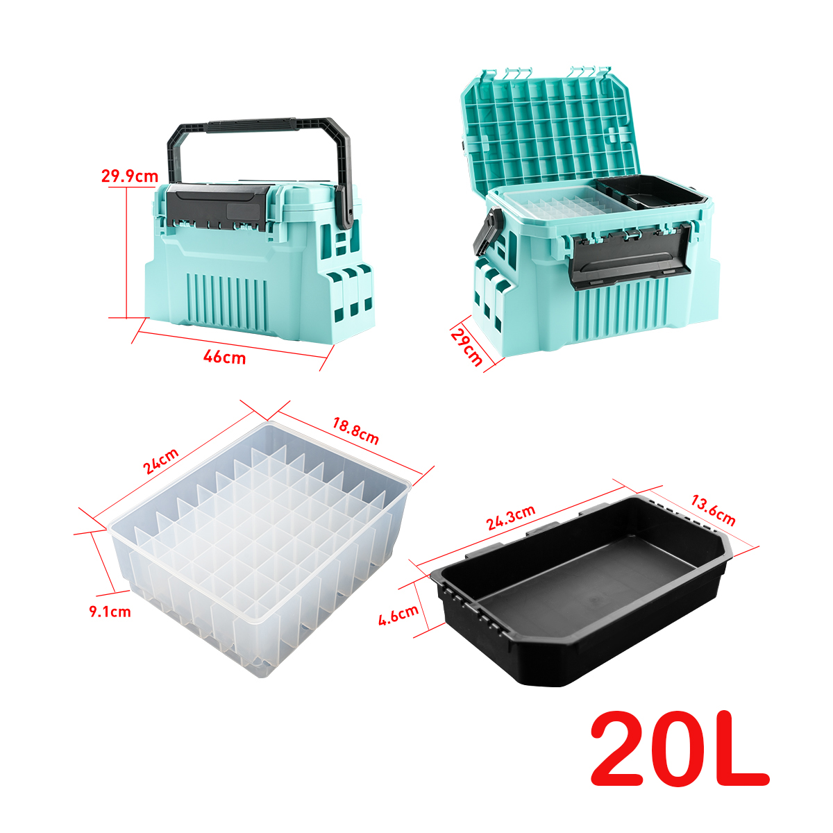 20L FIshing tackle box with eg - đánh giá và giá Fishing Kayak Crate