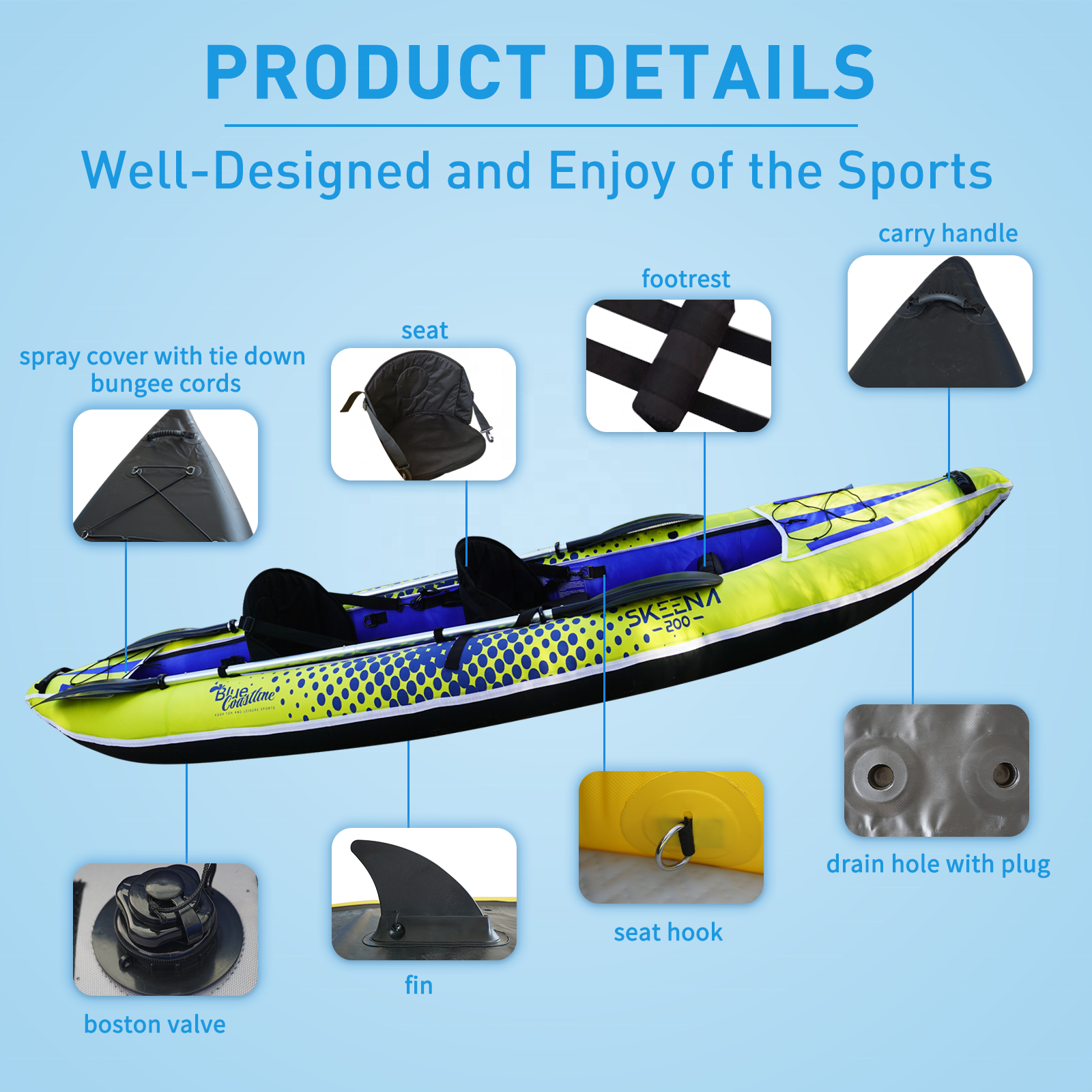 Adult Inflatable Fishing Canoe - đánh giá và giá Fishing Kayak Paddle